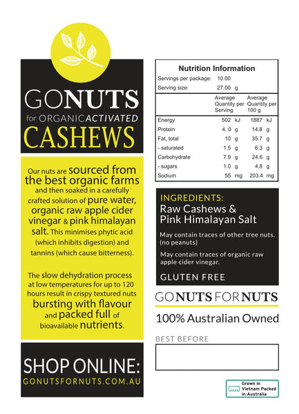 Go Nuts for Organic | Activated Cashews